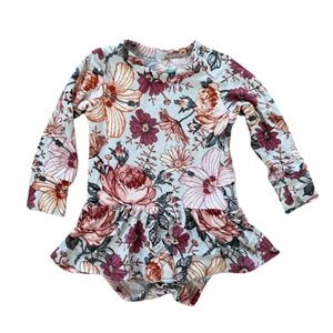 Gigi and Max Floral Bamboo Long Sleeve Ruffle Peplum Romper 6M